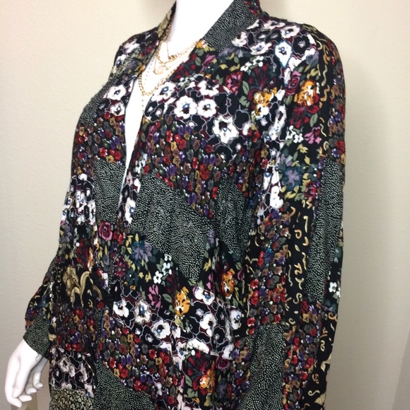 Vintage kimono floral patchwork jacket duster top - Picture 4 of 8